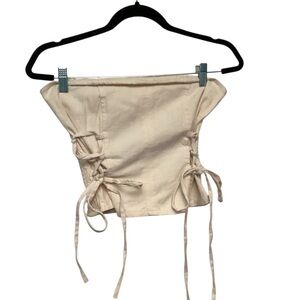 LoneStar Lace-Up Beige Corset Top